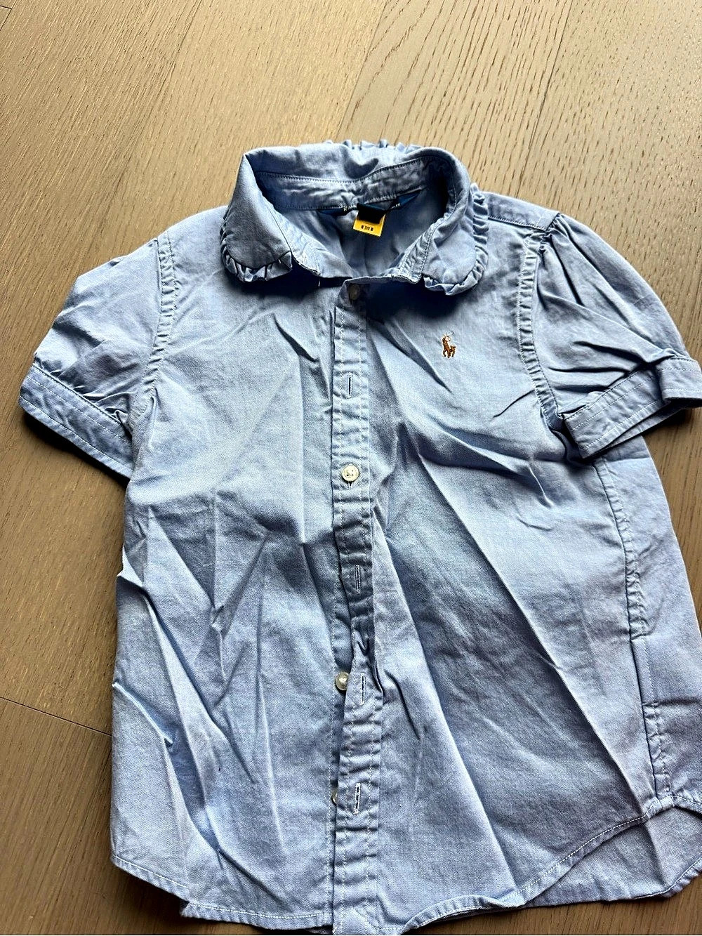 Polo Ralph Lauren Girls Ruffled Cotton Chambray Shirt Blue Boys Size 5